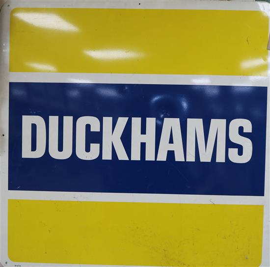 A Duckhams enamel sign 100 x 100cm
